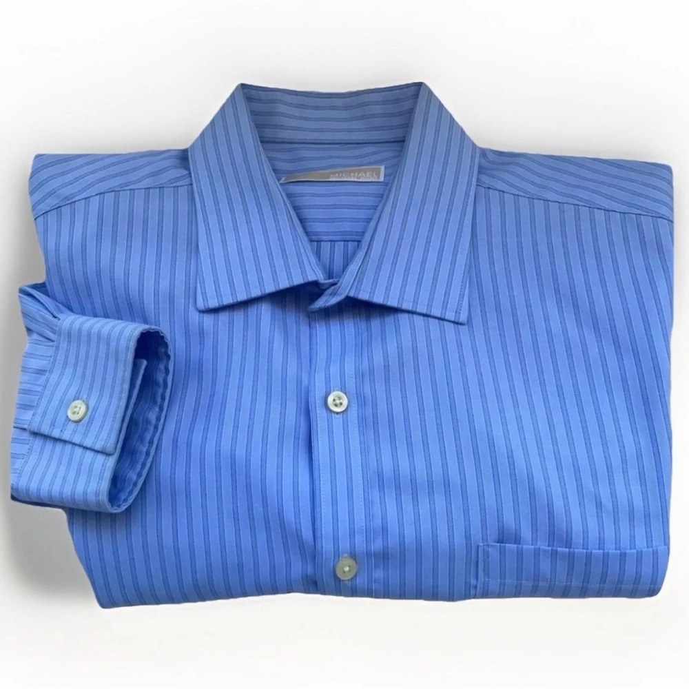 $15‎ SALE Michael Kors Cotton Designer Shirt Mens XL Blue Long Sleeve Preppy